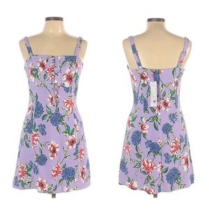 NEW Parker Imogen Purple Floral Printed Lais Fleur Mini Dress Size 10